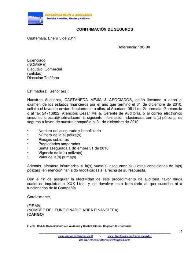 Modelo De Carta De Confirmacion De Saldos Noticias Modelo