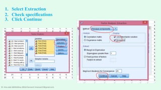1. Select Extraction
2. Check specifications
3. Click Continue
Dr. Hina Jalal (@AKsEAina; @EduTainment; hinansari23@gmail.com)
 