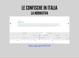 LE CONFISCHE IN ITALIA 
LA NORMATIVA 
http://goo.gl/eHKYYN 
 