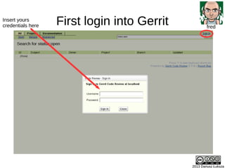 First login into Gerrit
2013 Dariusz Łuksza
First login into Gerrit
2013 Dariusz Łuksza
fred
Insert yours
credentials here
 