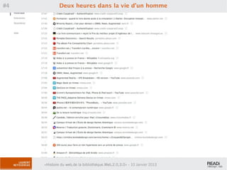 #4           Deux heures dans la vie d’un homme




     «Histoire du web,de la bibliothèque.Web,2.0,3.0» - 10 Janvier 2013
 