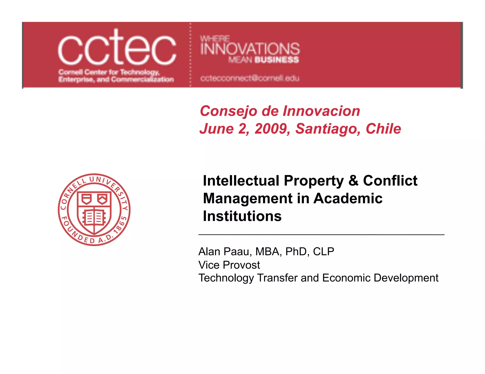 Alan Paau: Intellectual Property & Conflict Management in Academic Institutions