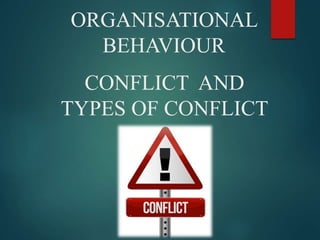 ORGANISATIONAL
BEHAVIOUR
CONFLICT AND
TYPES OF CONFLICT
 