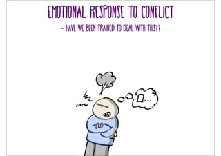 Emotional response to conflict 
- have we been trained to deal with this?? 
 