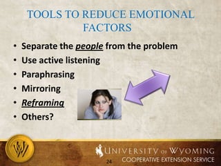 Participants may not get upset as quicklyEmotional or Hostile EnvironmentsPeople are most comfortable in the “emotional zone” they are accustomed to.Those who grew up 	in hostile settings tend to explode or 	implode.
