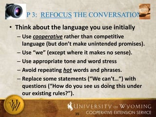 Step 1:  Initiating and Taking ControlFirst impressions:Eye contactPay attentionPosturePositive and friendly tone of voiceGreeting (if other party does the initiating)Keep it shortDevelop rapportGet and use their name