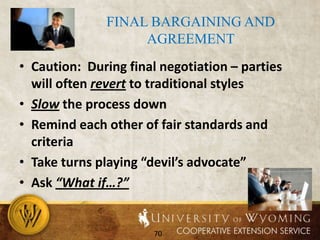 Don’t put out media releases without consensusPrinciples of Effective Dispute ManagementHow to Get to “Yes”Separate the people from the problem