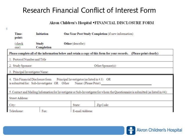 research financial conflict of interest conflict of interest form
