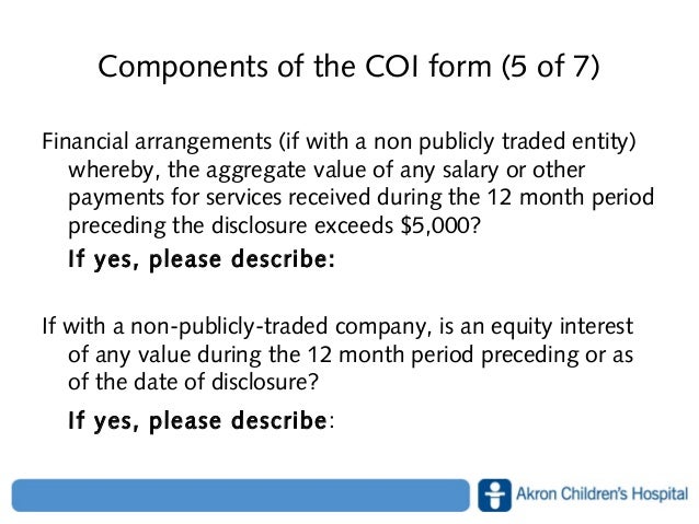 research financial conflict of interest conflict of interest form