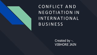 CONFLICT A N D
NEGOTIATION IN
INTERNATIONAL
B US I N E S S
Created by -.
VIBHORE JAIN
 