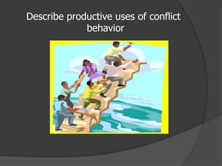 Describe productive uses of conflict behavior