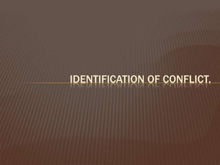 IDENTIFICATION OF CONFLICT.
 