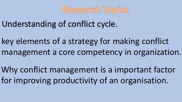 Key elements of conflict resolution