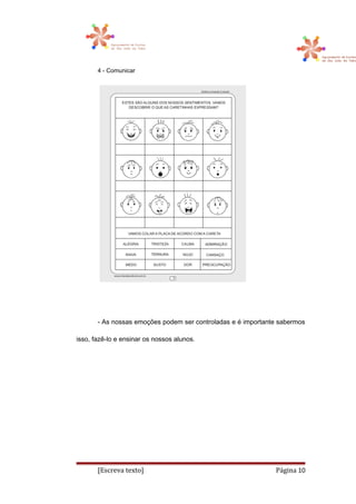 4 - Comunicar
- As nossas emoções podem ser controladas e é importante sabermos
isso, fazê-lo e ensinar os nossos alunos.
[Escreva texto] Página 10
 