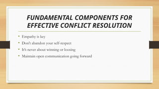CONFLICT MANAGEMENT AND PREVENTION IN THE WORKPLACE FOR EFFECTIVE ...