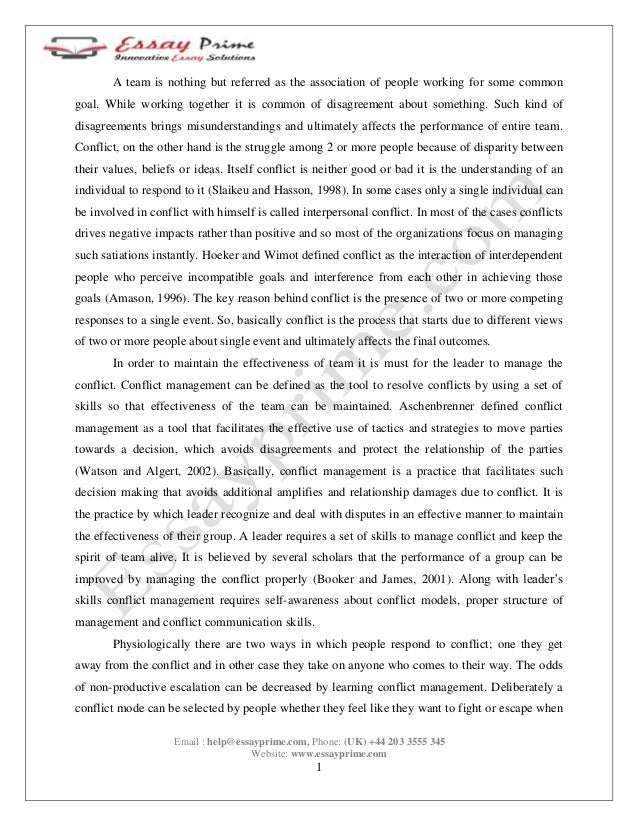 conflict management essay grade 11