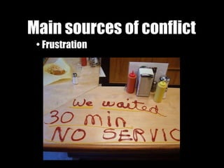 Main sources of conflict Frustration 