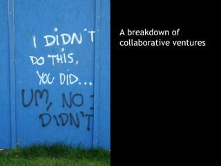 A breakdown of
collaborative ventures
 