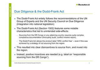 19
www.oeko.de
Due Diligence & the Dodd-Frank Act
● The Dodd-Frank Act widely follows the recommendations of the UN
Group ...