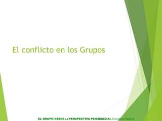 EL GRUPO DESDE LA PERSPECTIVA PSICOSOCIAL Conceptos básicos
El conflicto en los Grupos
 