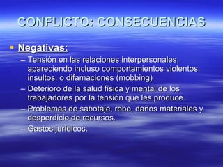 CONFLICTO: CONSECUENCIAS ,[object Object],[object Object],[object Object],[object Object],[object Object]