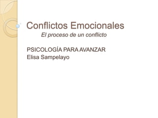 Conflictos Emocionales
    El proceso de un conflicto

PSICOLOGÍA PARA AVANZAR
Elisa Sampelayo
 