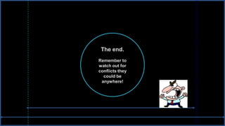 The end.
Remember to
watch out for
conflicts they
  could be
 anywhere!
 