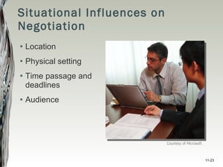Situational Influences on Negotiation Location Physical setting Time passage and deadlines Audience Courtesy of Microsoft 11- 