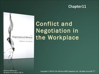 Conflict and Negotiation in the Workplace 11- McGraw-Hill/Irwin McShane/Von Glinow OB 5e Copyright © 2010 by The McGraw-Hill Companies, Inc. All rights reserved. 