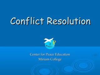 Conflict Resolution

Center for Peace Education
Miriam College

 