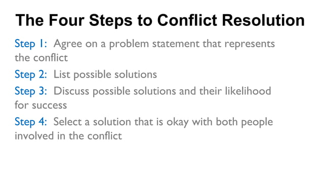 Conflict Resolution explaining the breakdown | PPT