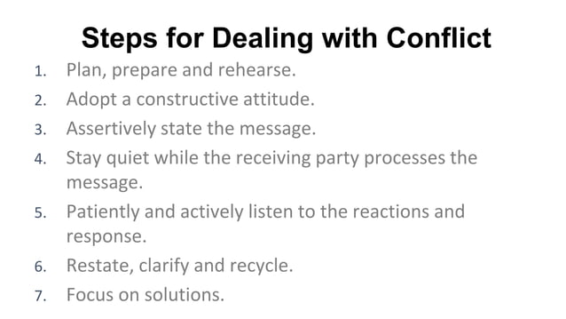 Conflict Resolution explaining the breakdown | PPT