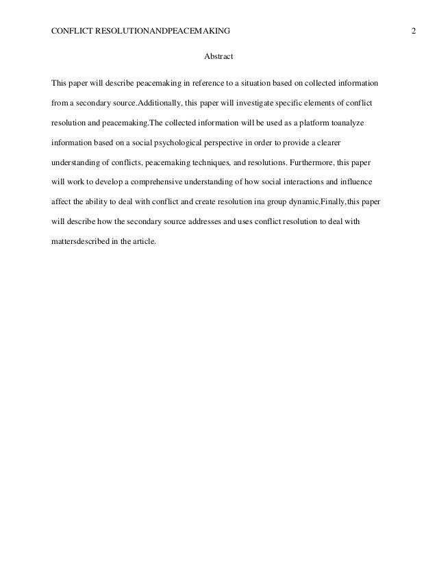 conflict resolution paper