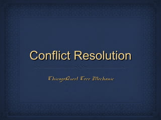 Conflict Resolution
   ChicagoQuest Core Mechanic
 