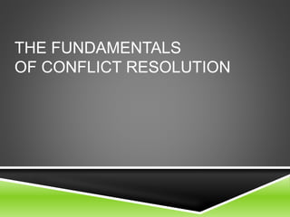 THE FUNDAMENTALS
OF CONFLICT RESOLUTION
 