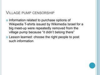 Village pump censorship<br />Information related to purchase options of Wikipedia T-shirts issued by Wikimedia Israel for ...
