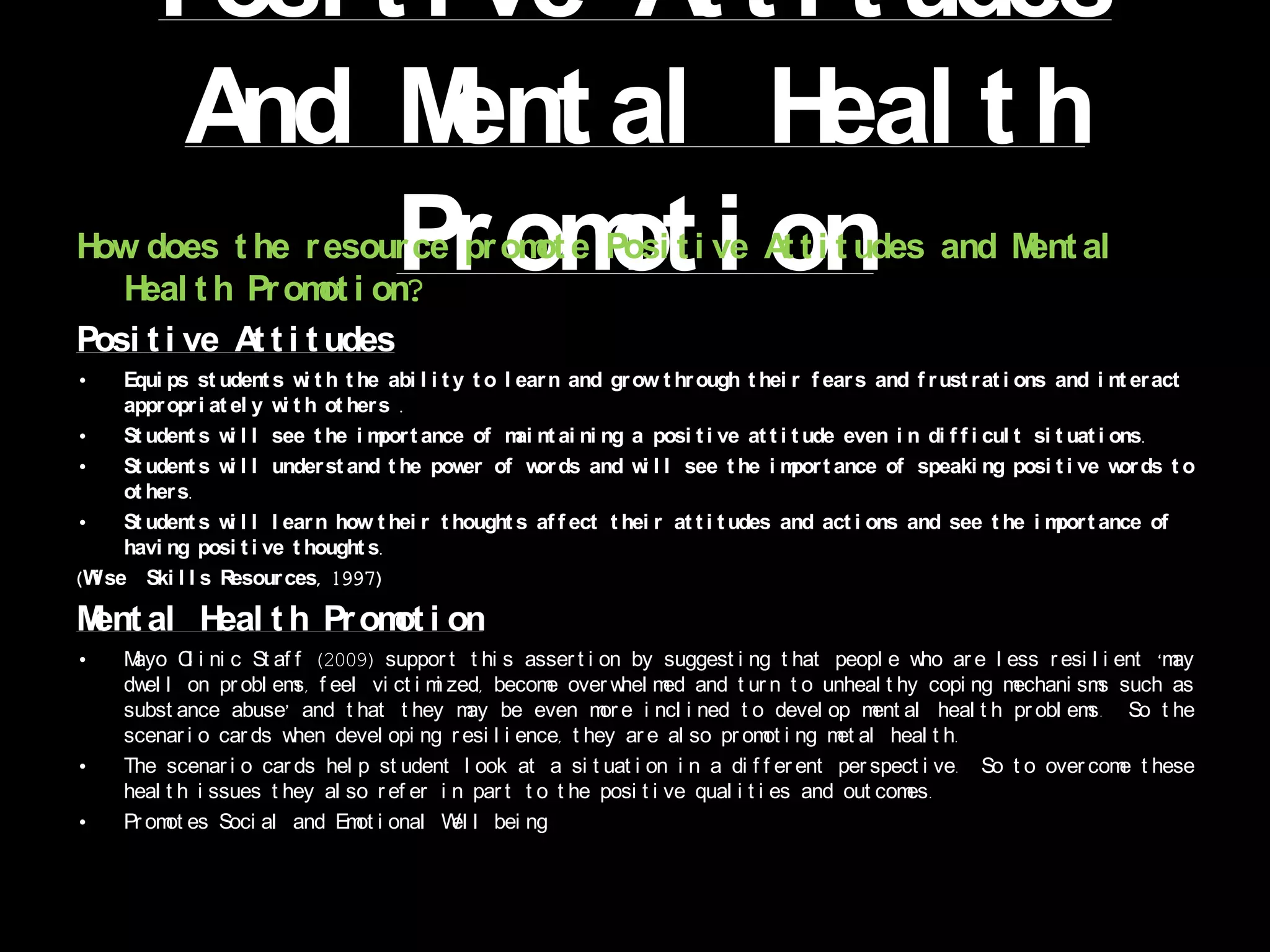 Resolve It !‘Addressing Conflict  in the Home Through Interactive Role- Play’What are the Scenario Cards used for?The Scenario Cards are used to provide students with a stimulus for their interactive role play. Students will perform the role play and use their journals to reflect on their performance and on  what they learnt in doing this activity.  The students will use the Six Thinking Hats to reflect in their journal. How do you use the Scenario Cards in the Classroom?  The Scenario Cards are used in the classroom to help student with conflicts that they may encounter in their home lives.  The teacher reads the scenario to the students and have them act this action out in an interpretive type role play. Once the students have performed this task the teacher is also provided with Teacher Talk Cards to help create a discussion within the classroom. Students then reflect using the Six Thinking Hats in their journal. 