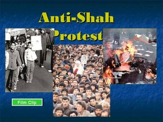 The Shah leaves Iran on 1/16/79.
1. Shah’s enemies rally around Shi’ite leaders. The
Ayatollah
Khomeini accuse the Shah of violating human rights
and
undermining Islamic values
2. The Shah flees Iran and Khomeini guides Iran’s new
government
Revolution OccursRevolution Occurs
 