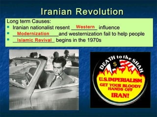 Immediate CausesImmediate Causes
1. Leader of Iran, Shah1. Leader of Iran, Shah
Mohammed Reza PahlaviMohammed Reza Pahlavi
remained in power due toremained in power due to
______________________________US Support
 
