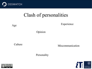 Clash of personalities
Experience

Age
Opinion

Culture

Miscommunication
Personality

 