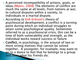 Percieved Incompatibilty Conflict (types and causes),conflict resolution | PPTX