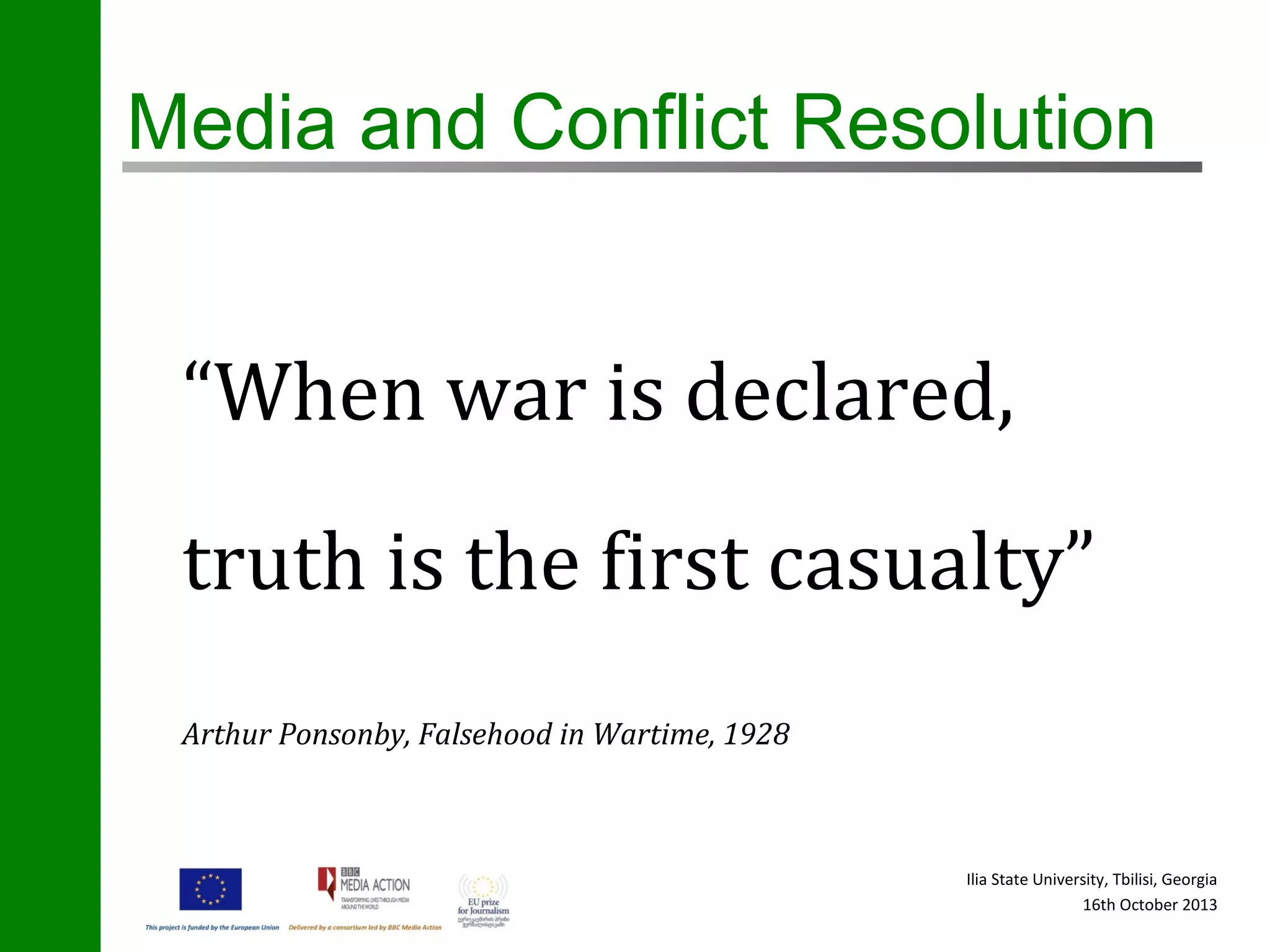 Media and Conflict Resolution | PPT