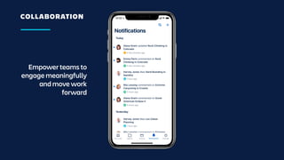COLLABORATION
Empower teams to
engage meaningfully
and move work
forward
 