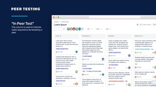 PEER TESTING
“In Peer Test”
The column is used to indicate
tasks required to be tested by a
peer
 