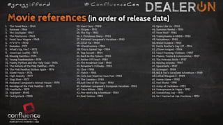 1.  The Great Race - 1965
2.  Batman - 1966
3.  The Graduate - 1967
4.  The Producers - 1968
5.  Paint Your Wagon - 1969
6.  M*A*S*H - 1970
7.  Bananas - 1971
8.  What’s Up, Doc? - 1972
9.  American Graffiti - 1973
10. Blazing Saddles - 1974
11.  Young Frankenstein - 1974
12.  Monty Python and the Holy Grail - 1975
13.  The Return of the Pink Panther - 1975
14.  The Pink Panther Strikes Again - 1976
15.  Silent Movie - 1976
16.  High Anxiety - 1977
17.  Slap Shot - 1977
18.  National Lampoon’s Animal House - 1978
19.  Revenge of the Pink Panther - 1978
20. Meatballs - 1979
21.  Airplane! - 1980
22. Caddyshack - 1980
23. Used Cars - 1980
24. Stripes - 1981
25. The Toy - 1982
26. A Christmas Story - 1983
27.  National Lampoon’s Vacation - 1983
28. All of Me - 1984
29. Ghostbusters - 1984
30. This Is Spinal Tap - 1984
31.  Top Secret! - 1984
32. Back to the Future - 1985
33. Better Off Dead - 1985
34. The Breakfast Club - 1985
35. Brewster’s Millions - 1985
36. Clue - 1985
37. Fletch - 1985
38. Girls Just Want to Have Fun - 1985
39. The Goonies - 1985
40. Just One of the Guys - 1985
41.  National Lampoon’s European Vacation - 1985
42. Once Bitten - 1985
43. Pee-wee’s Big Adventure - 1985
44. Real Genius - 1985
45. Spies Like Us - 1985
46. Summer Rental - 1985
47. Teen Wolf - 1985
48. Transylvania 6-5000 – 1985
49. Volunteers – 1985
50. Weird Science - 1985
51.  Ferris Bueller’s Day Off - 1986
52. ¡Three Amigos! - 1986
53. Good Morning, Vietnam - 1987
54. Planes, Trains & Automobiles - 1987
55. The Princess Bride - 1987
56. Raising Arizona - 1987
57. Spaceballs - 1987
58. Scrooged - 1988
59. Bill & Ted’s Excellent Adventure - 1989
60. Lethal Weapon 2 - 1989
61.  Home Alone - 1990
62. Hot Shots! - 1991
63. Army of Darkness - 1992
64. Honeymoon in Vegas - 1992
65. Groundhog Day - 1993
66. So I Married an Axe Murderer - 1993
 
