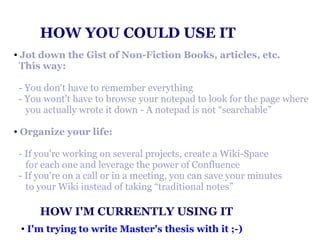 Confluence as Personal Wiki