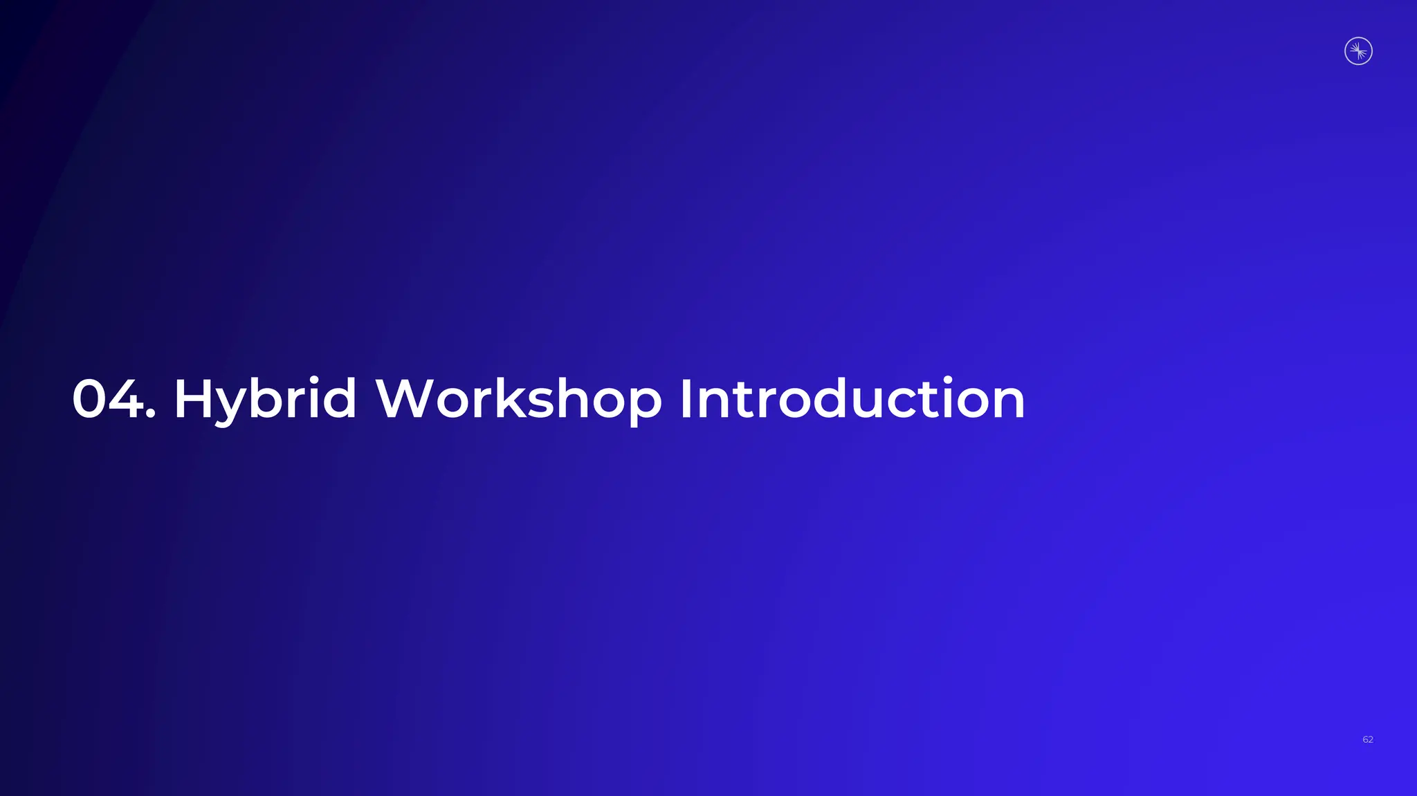 04. Hybrid Workshop Introduction
62
 
