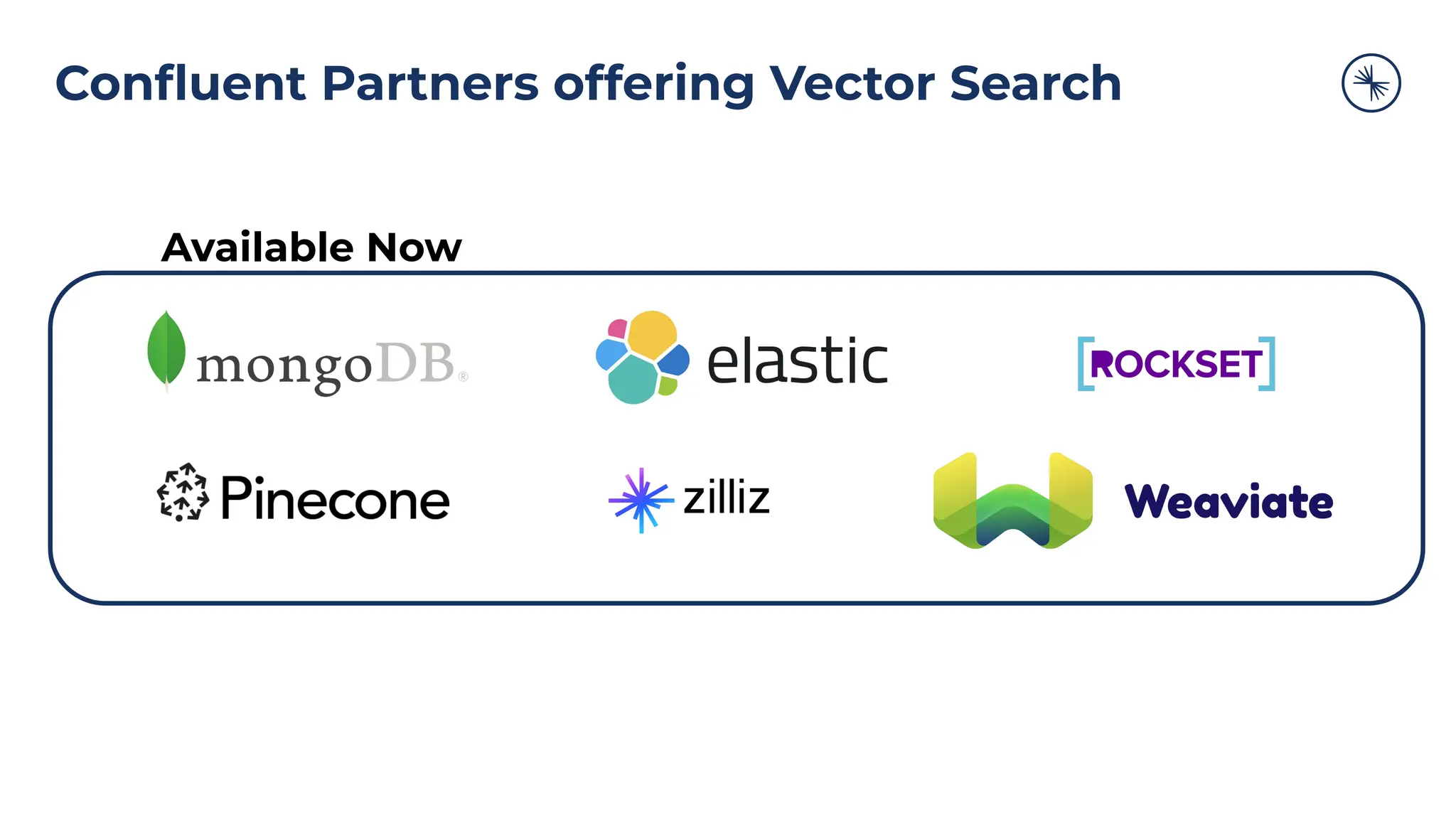 Conﬂuent Partners offering Vector Search
Available Now
 