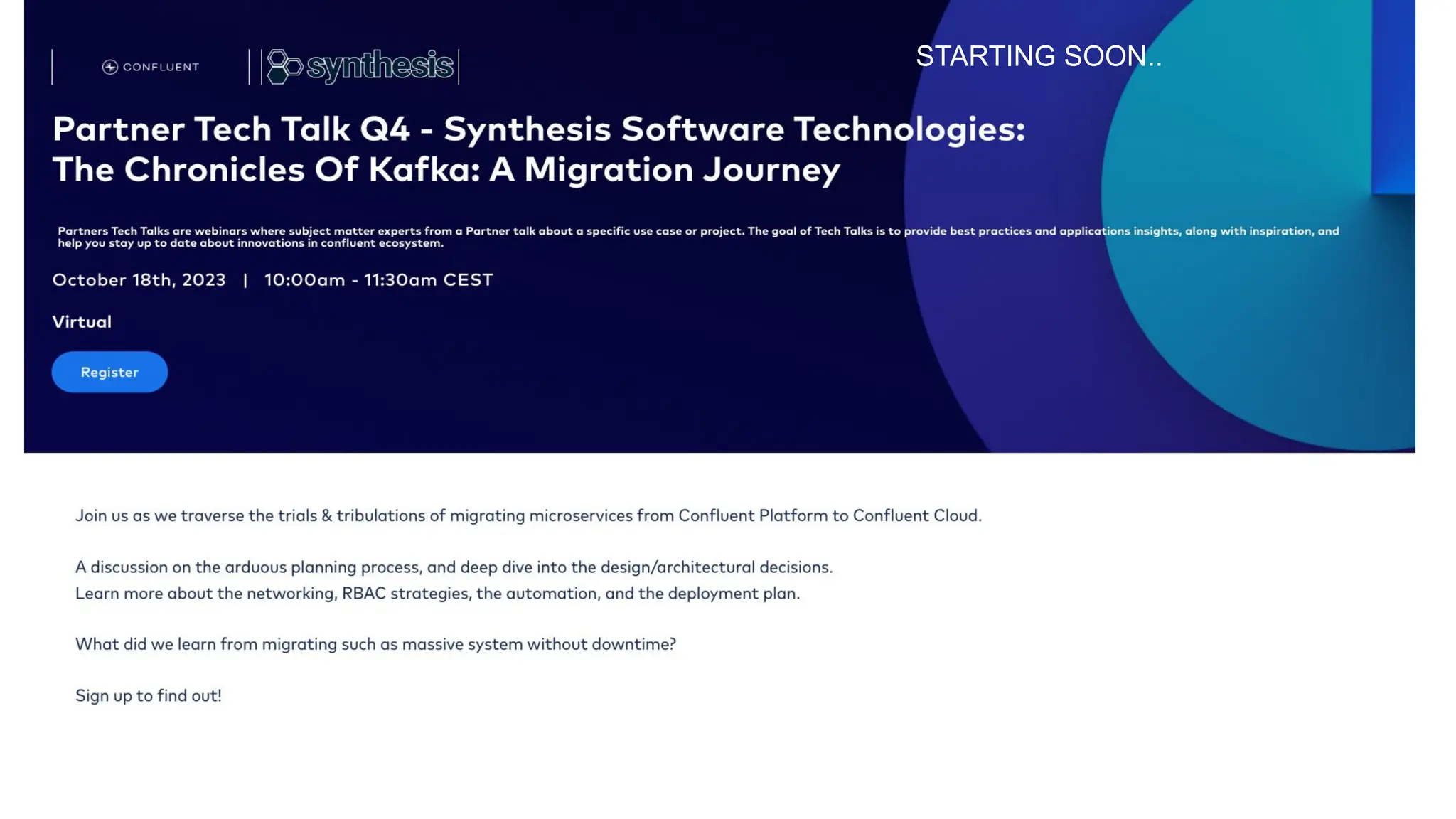 @yourtwitterhandle | developer.confluent.io
What are the best practices to debug client applications
(producers/consumers in general but also Kafka Streams
applications)?
Starting soon…
STARTING SOOOOON..
STARTING SOON…
S
Starting Soon…
STARTING SOON..
 