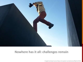 Nowhere has it all: challenges remain
Image by Sonja Guina https://unsplash.com/photos/fbjSCmE5iDI
 